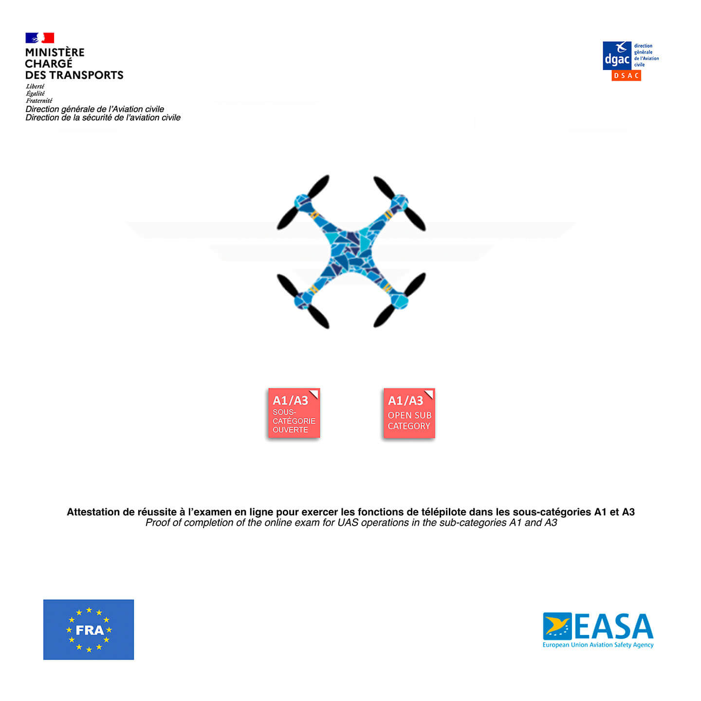 Attestation DGAC télépilote de drone A1/A3 – prises de vue aériennes en Alsace
